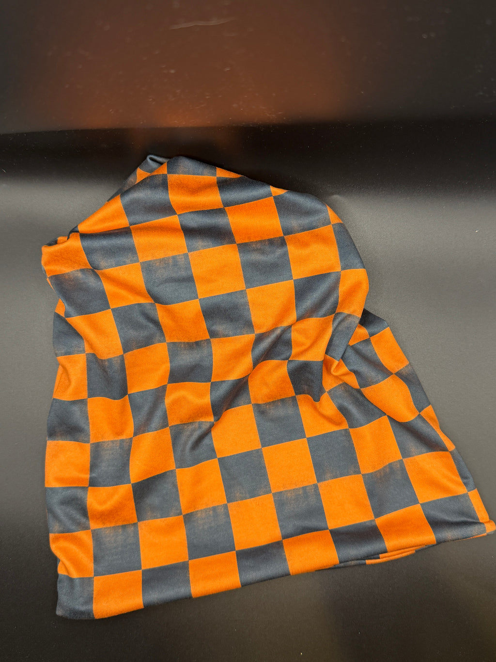 Orange and Black Checkered Comfort Beanie