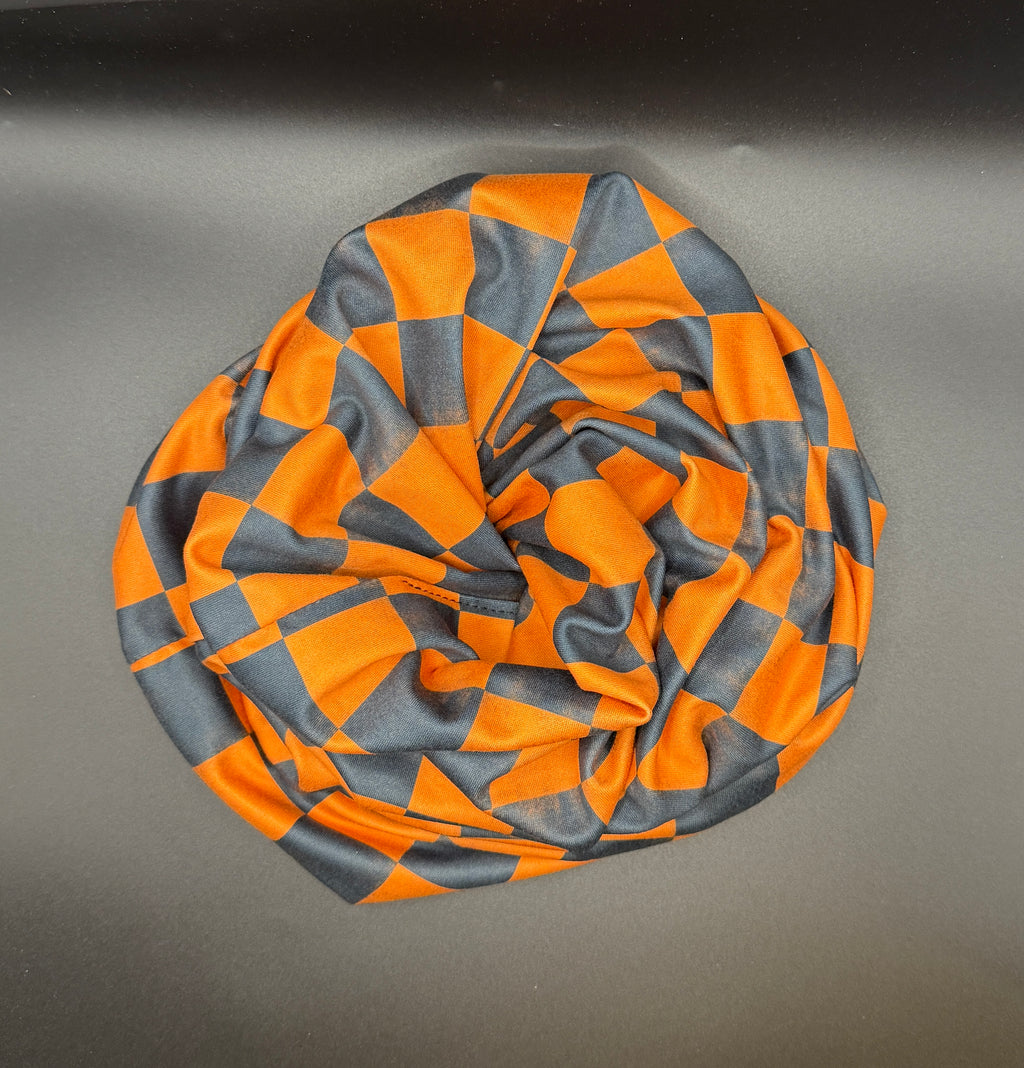 Orange and Black Checkered Comfort Beanie