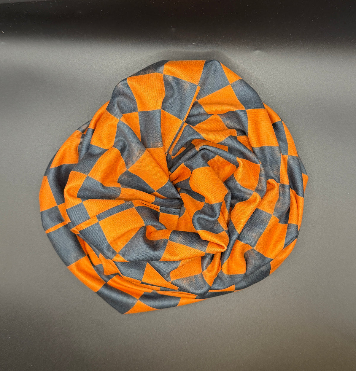 Orange and Black Checkered Comfort Beanie