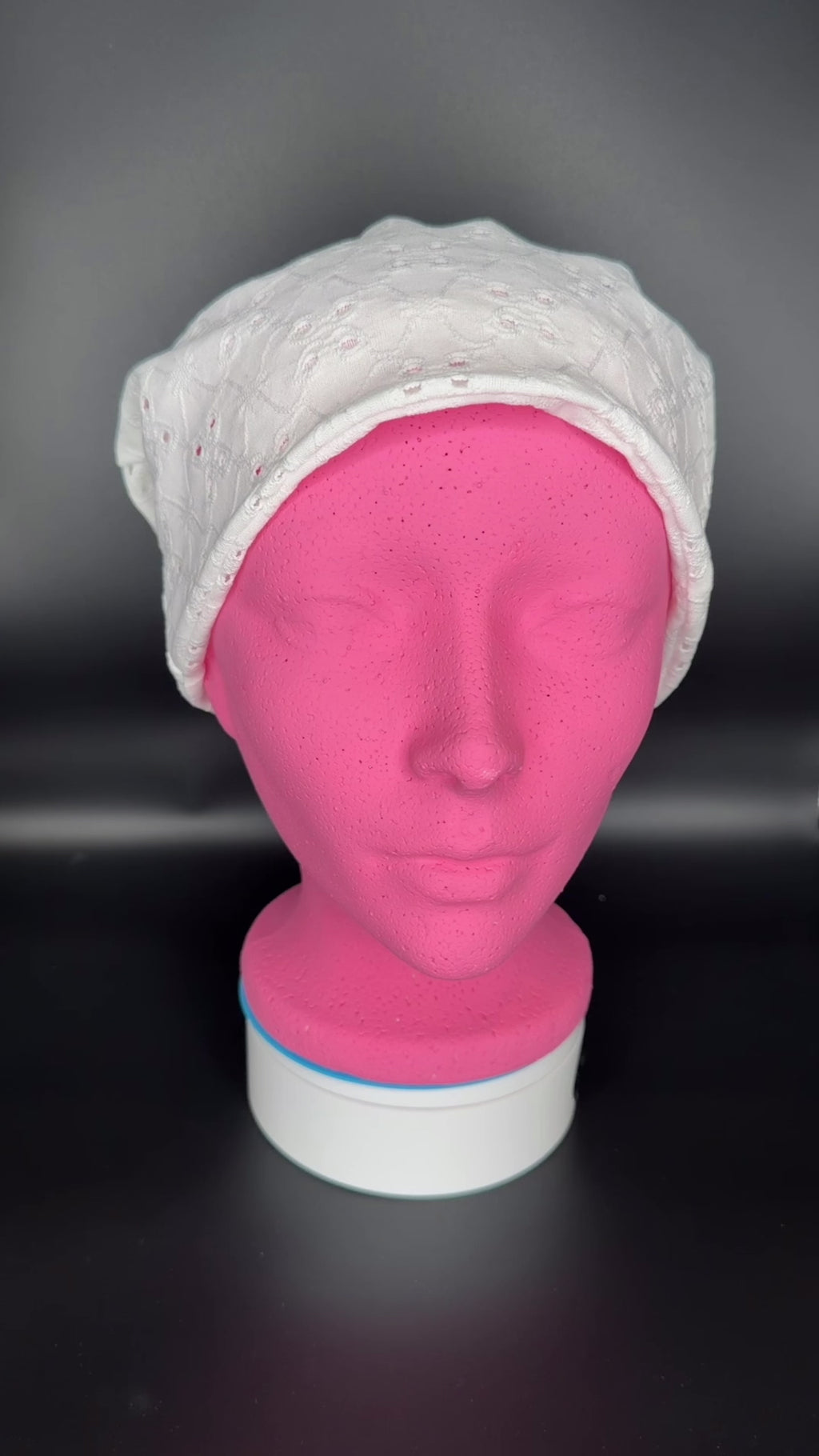 White Eyelet Lace Comfort Beanie