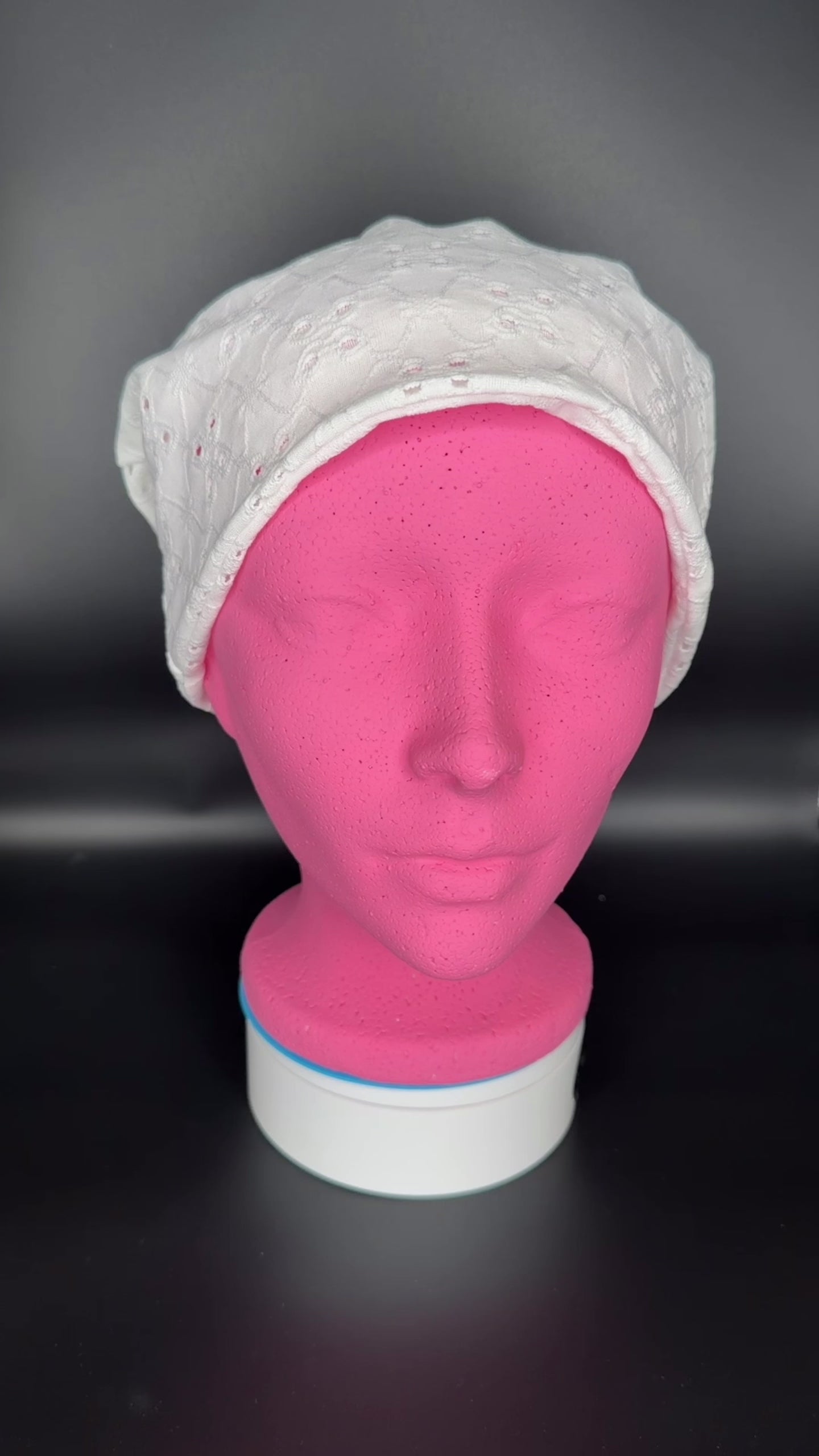 White Eyelet Lace Comfort Beanie